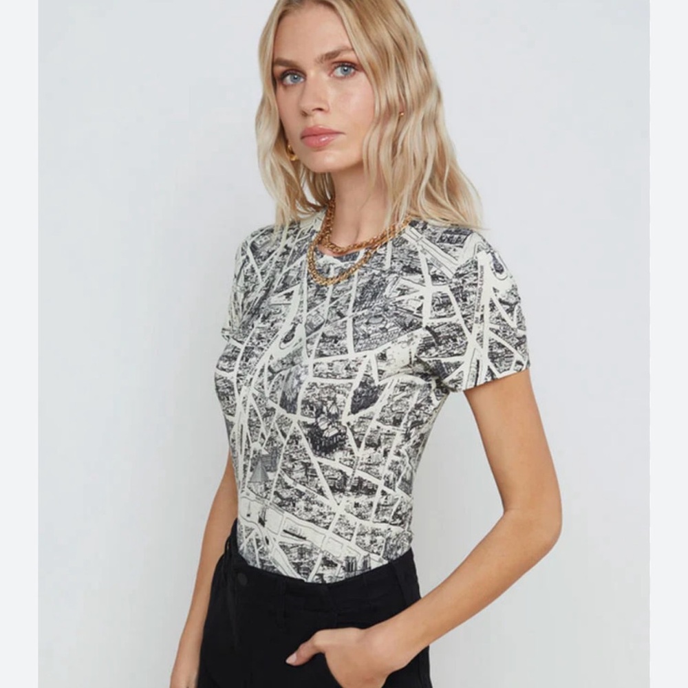 NWOT L’AGENCE Ressi Map of Paris shirt